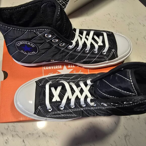 Converse Black Chuck 70 Faux Fur Sneakers MENS SIZE 10 NEW HI-TOP WINTER SHOES - Picture 3 of 8